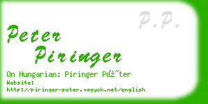 peter piringer business card